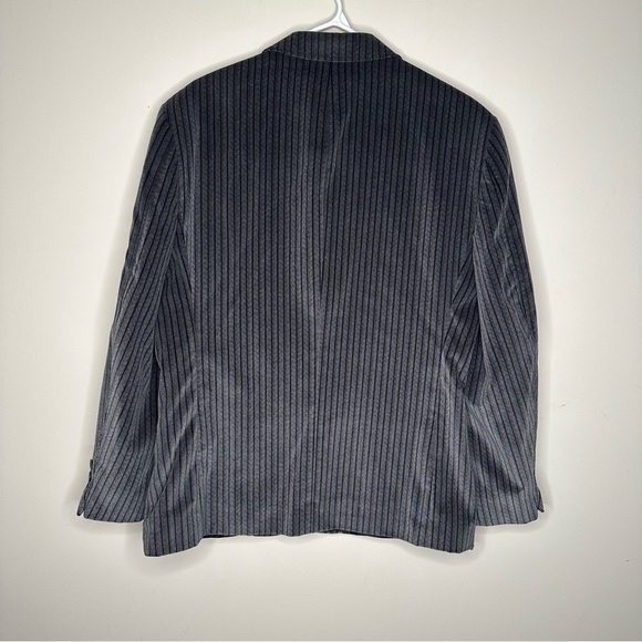 Men’s Grey Black Stripe Velour Two Button Sports Jacket - Picture 2 of 10